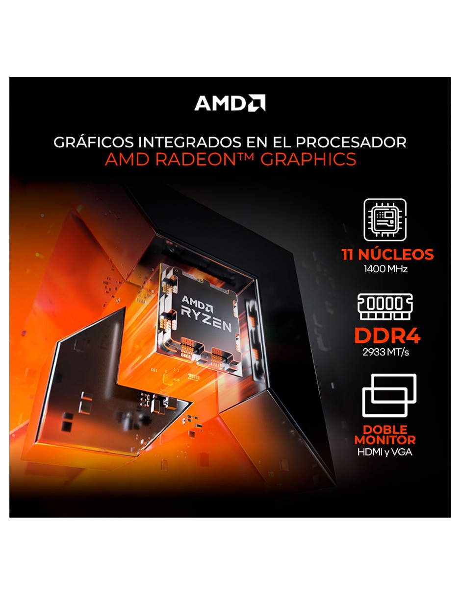 Computadora gamer XTPCR516GBVEGA11PB AMD Ryzen 5 AMD Radeon Vega 11 16 GB RAM 500 GB SSD 9