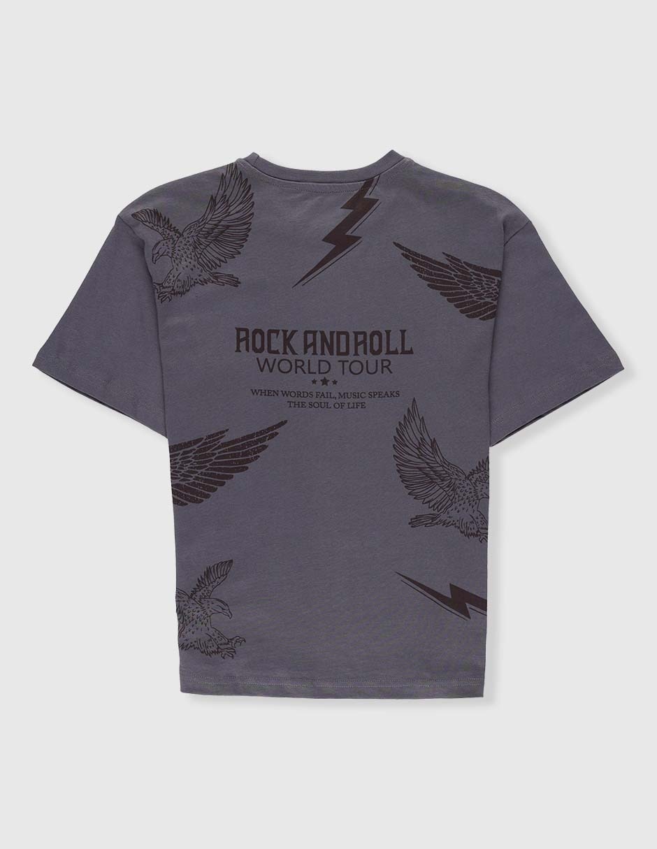 Playera Rock And Roll World Tour manga corta para niño