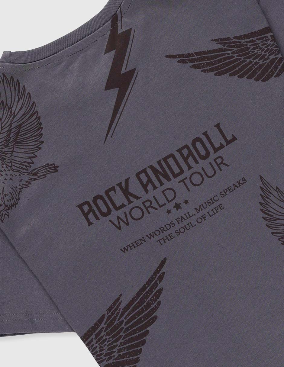 Playera Rock And Roll World Tour manga corta para niño