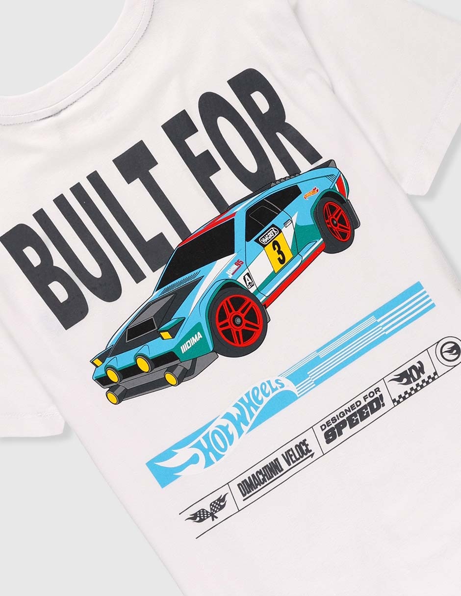 Playera Hot Wheels manga corta para niño
