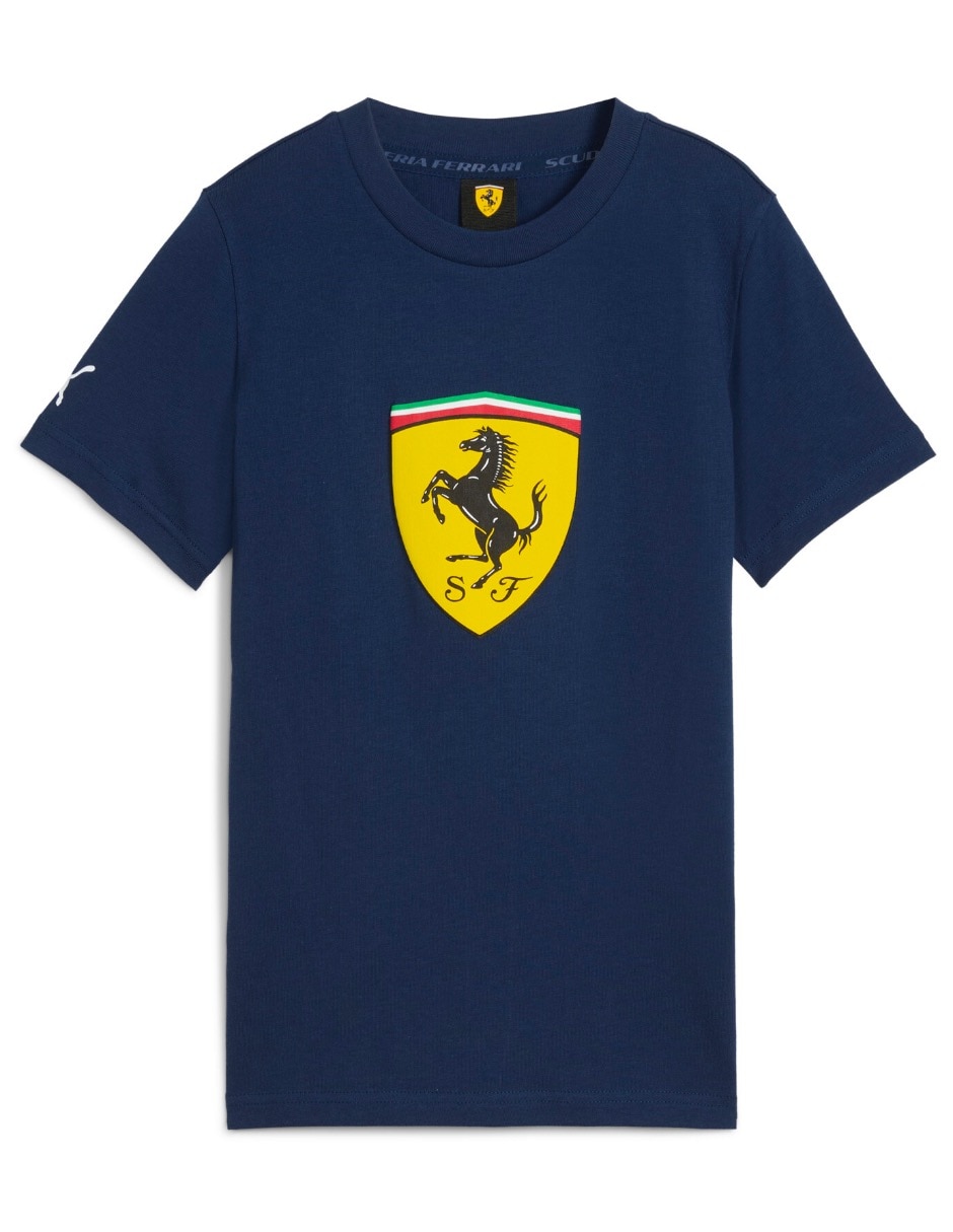 Playera Ferrari Ferrari Sportswear Kids Colored Big Shield Tee manga corta para niño Playera Ferrari Ferrari Sportswear Kids Colored Big Shield Tee manga corta para niño