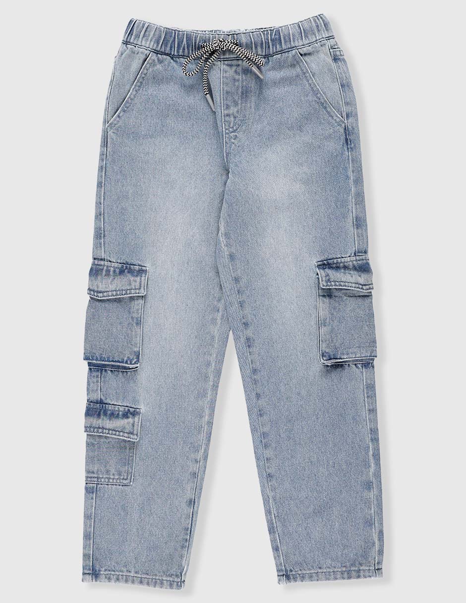 Jeans cargo amplio That's It lavado claro para niño