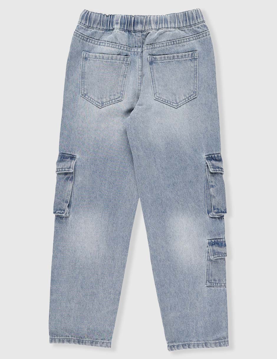 Jeans cargo amplio That's It lavado claro para niño