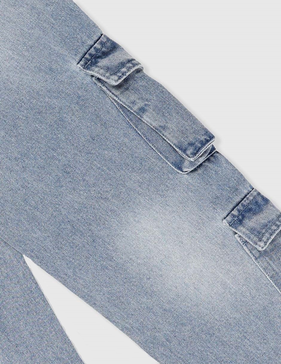 Jeans cargo amplio That's It lavado claro para niño
