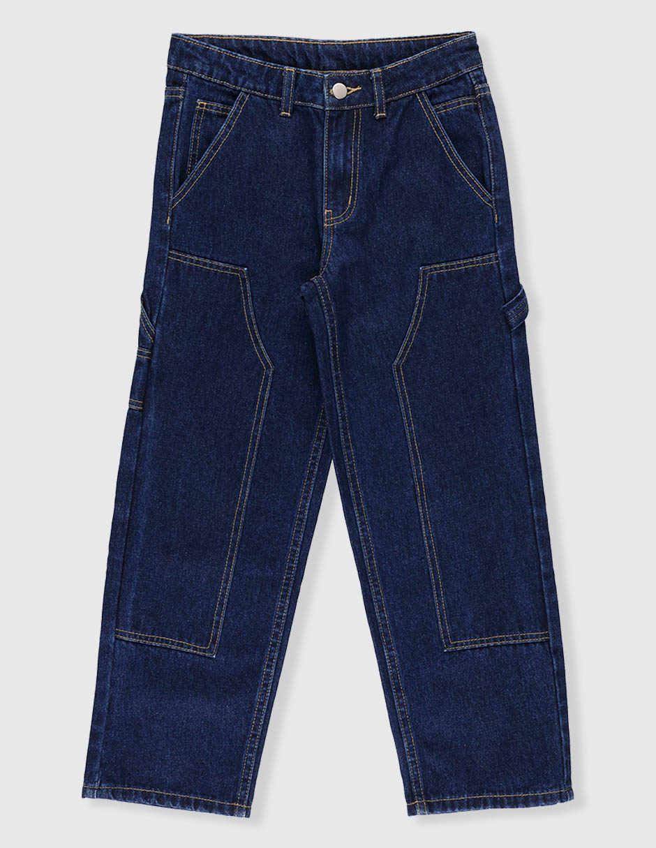 Jeans straight lavado obscuro para niño 1