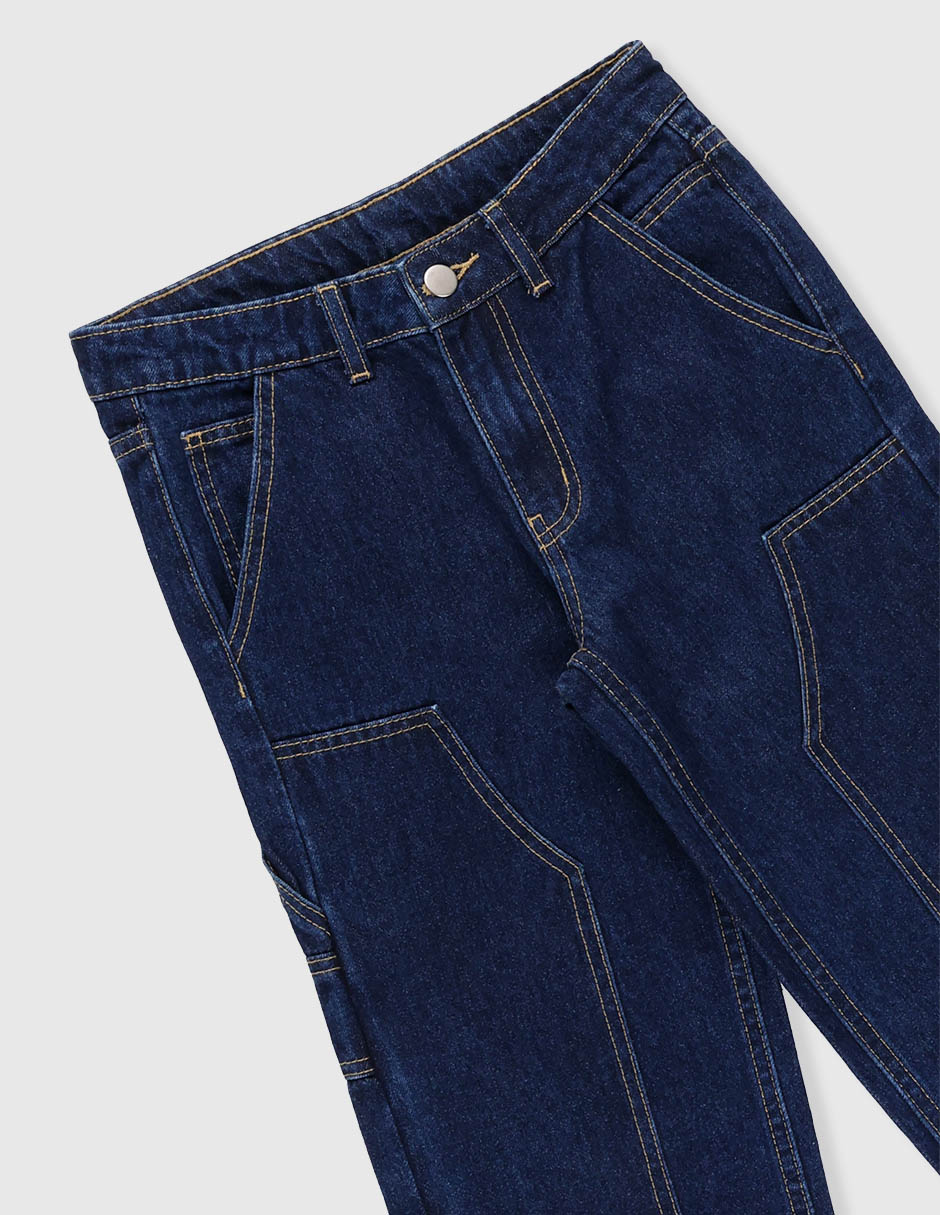Jeans straight lavado obscuro para niño 3
