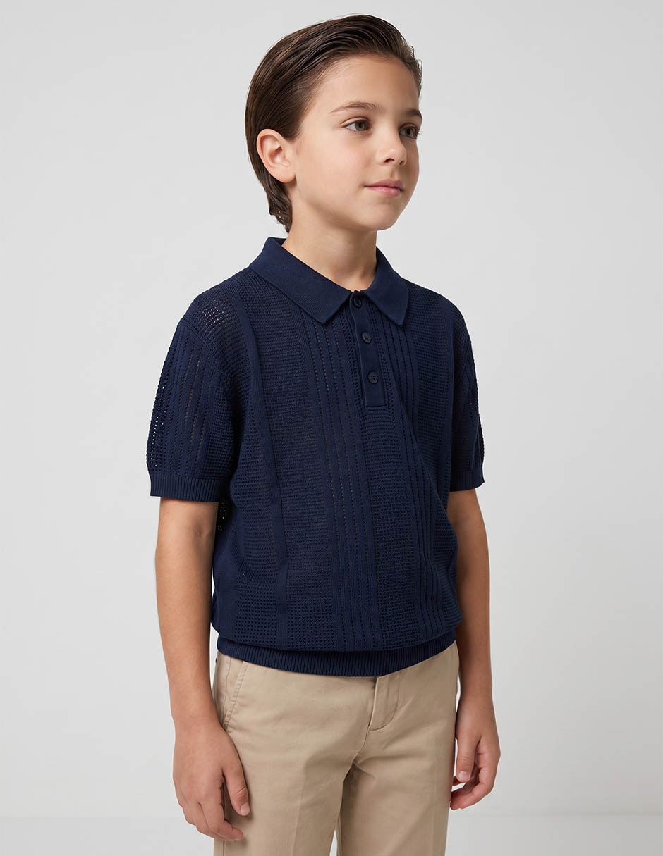 Playera tipo polo de algodón para niño Playera tipo polo de algodón para niño