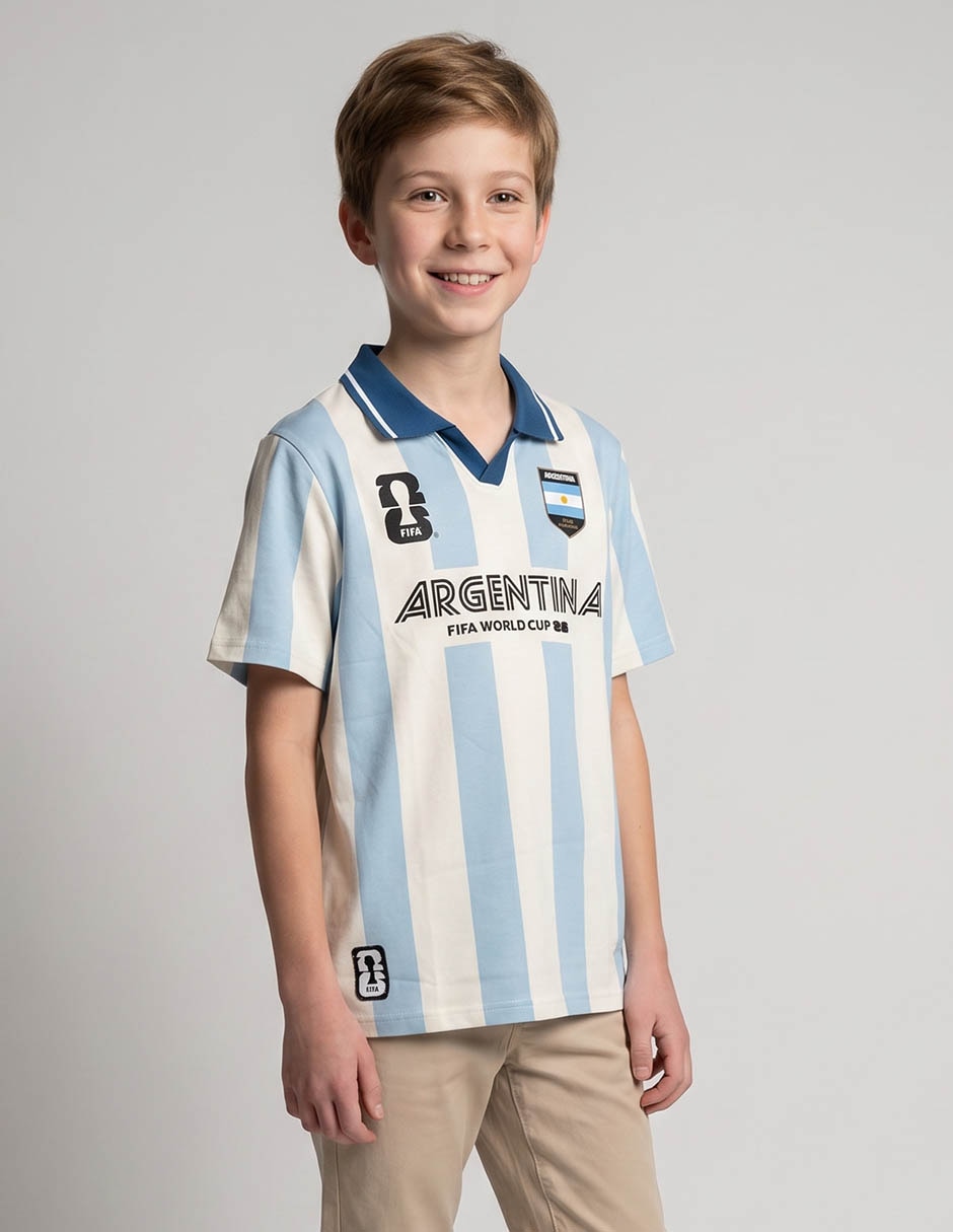 Playera Argentina World Cup 2026 manga corta para niño