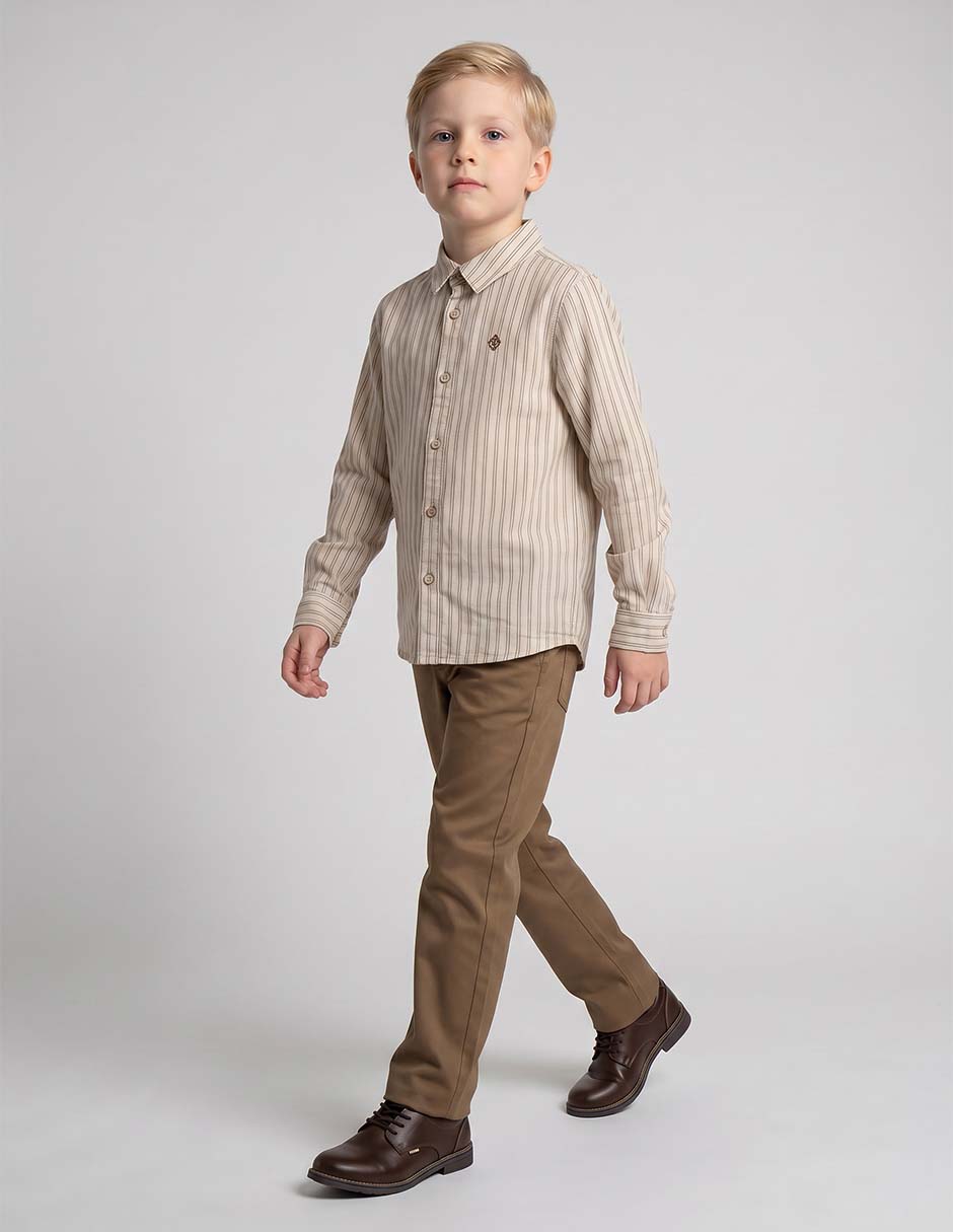 Camisa casual de algodón manga larga para niño