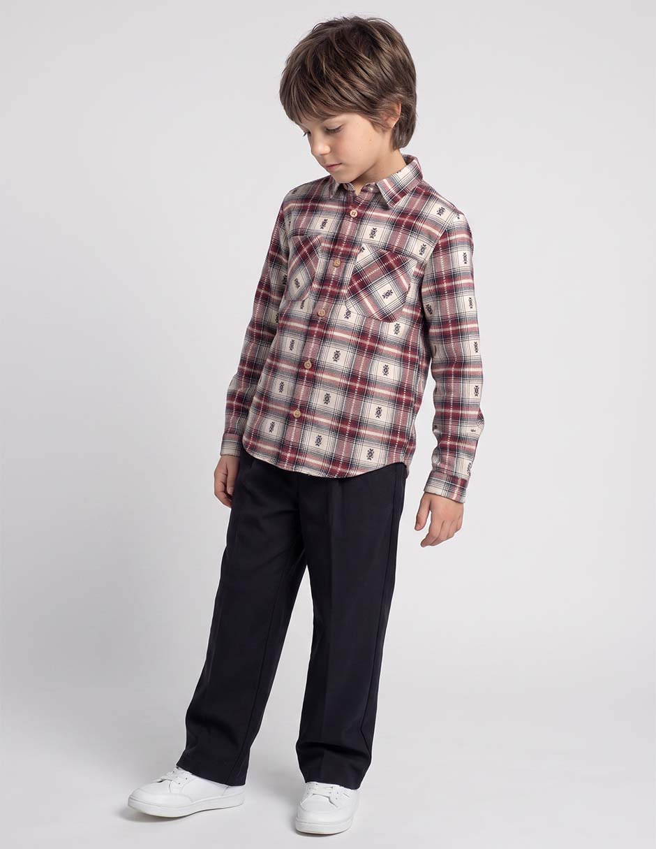 Camisa casual de algodón manga larga para niño Camisa casual de algodón manga larga para niño