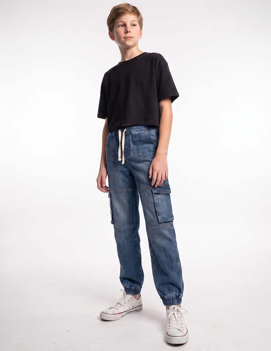 Jeans jogger recto deslavado para niño Jeans jogger recto deslavado para niño