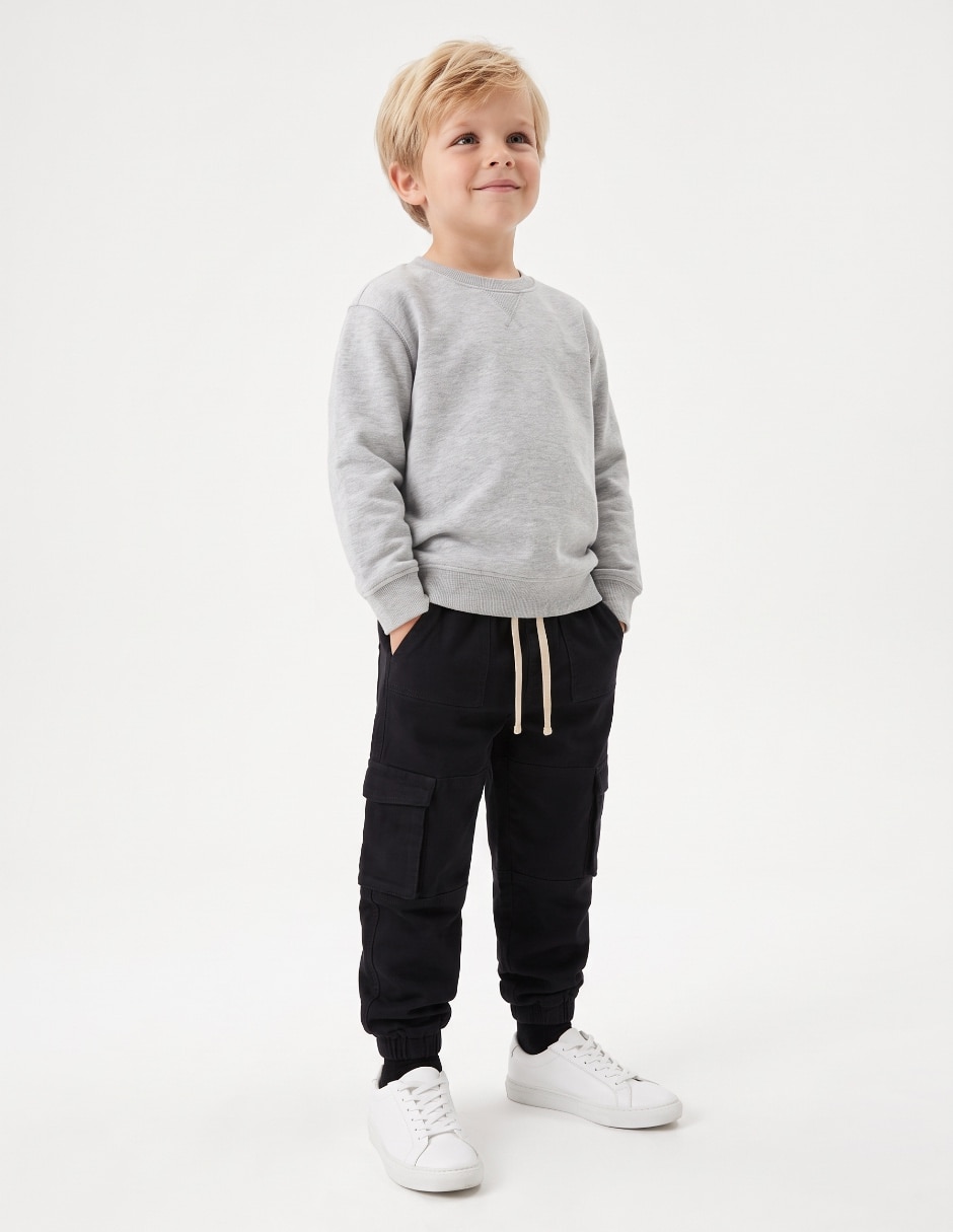 Jeans jogger recto deslavado para niño