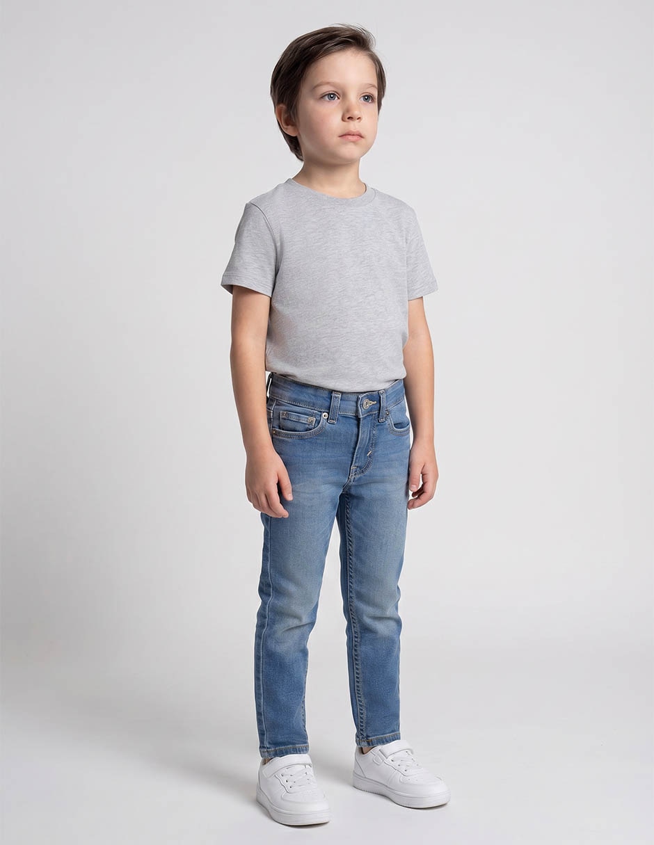 Jeans straight lavado stone wash para niño