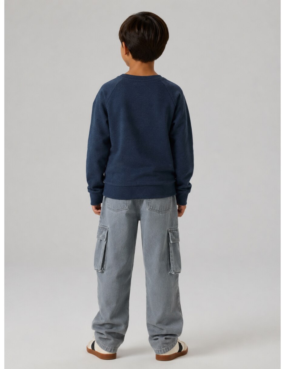 Jeans cargo amplio lavado medio para niño 4