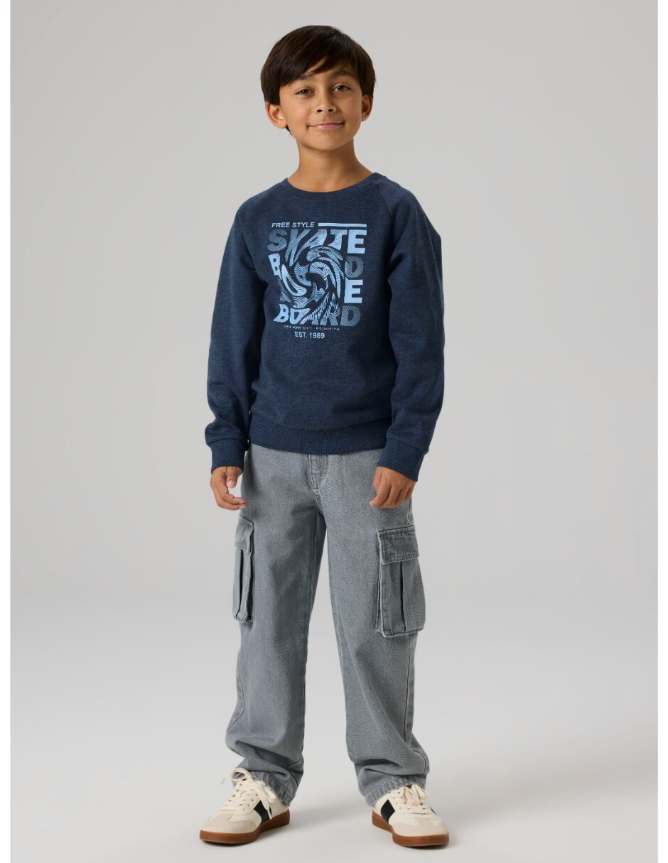 Jeans cargo amplio lavado medio para niño 3
