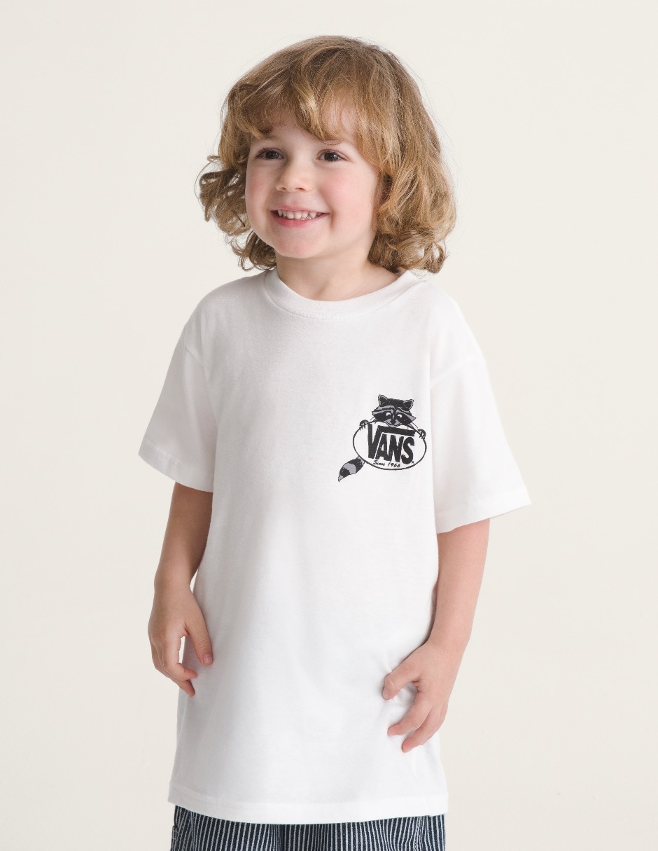 Playera sw dumpster racoon ss vans vn00104vwht manga corta para ni–o