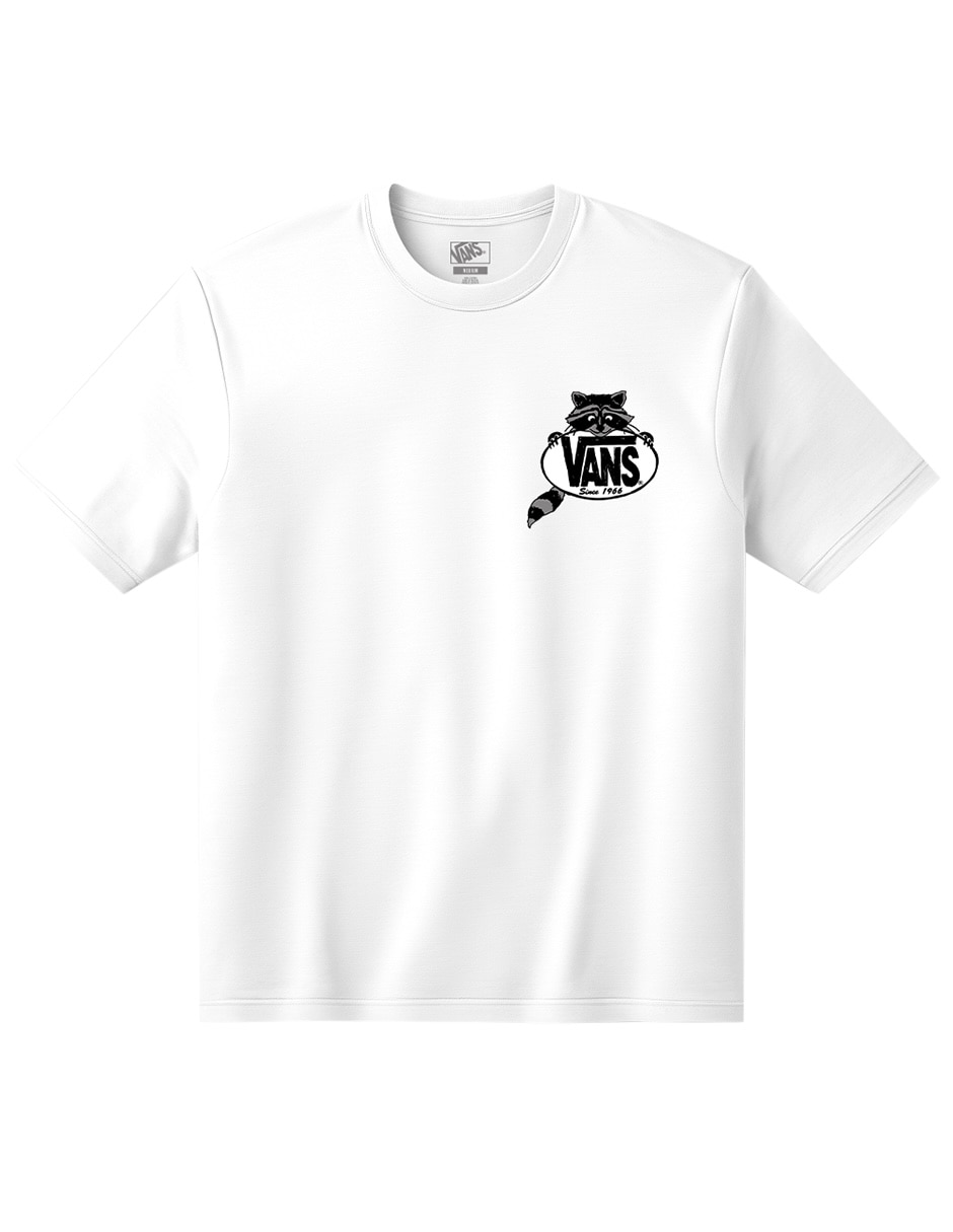 Playera vans sw dumpster racoon ss vans vn00104vwht manga corta para niño