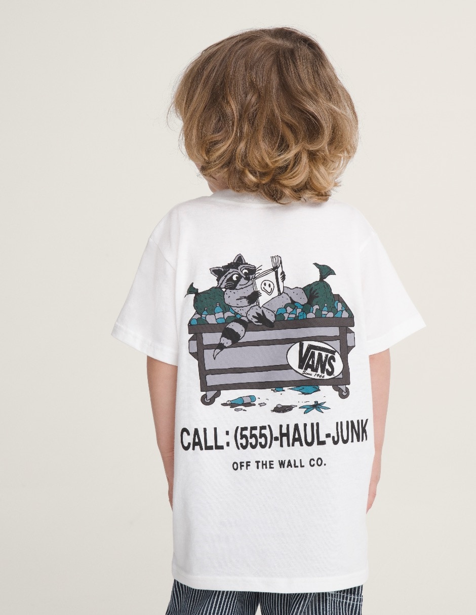 Playera vans sw dumpster racoon ss vans vn00104vwht manga corta para niño