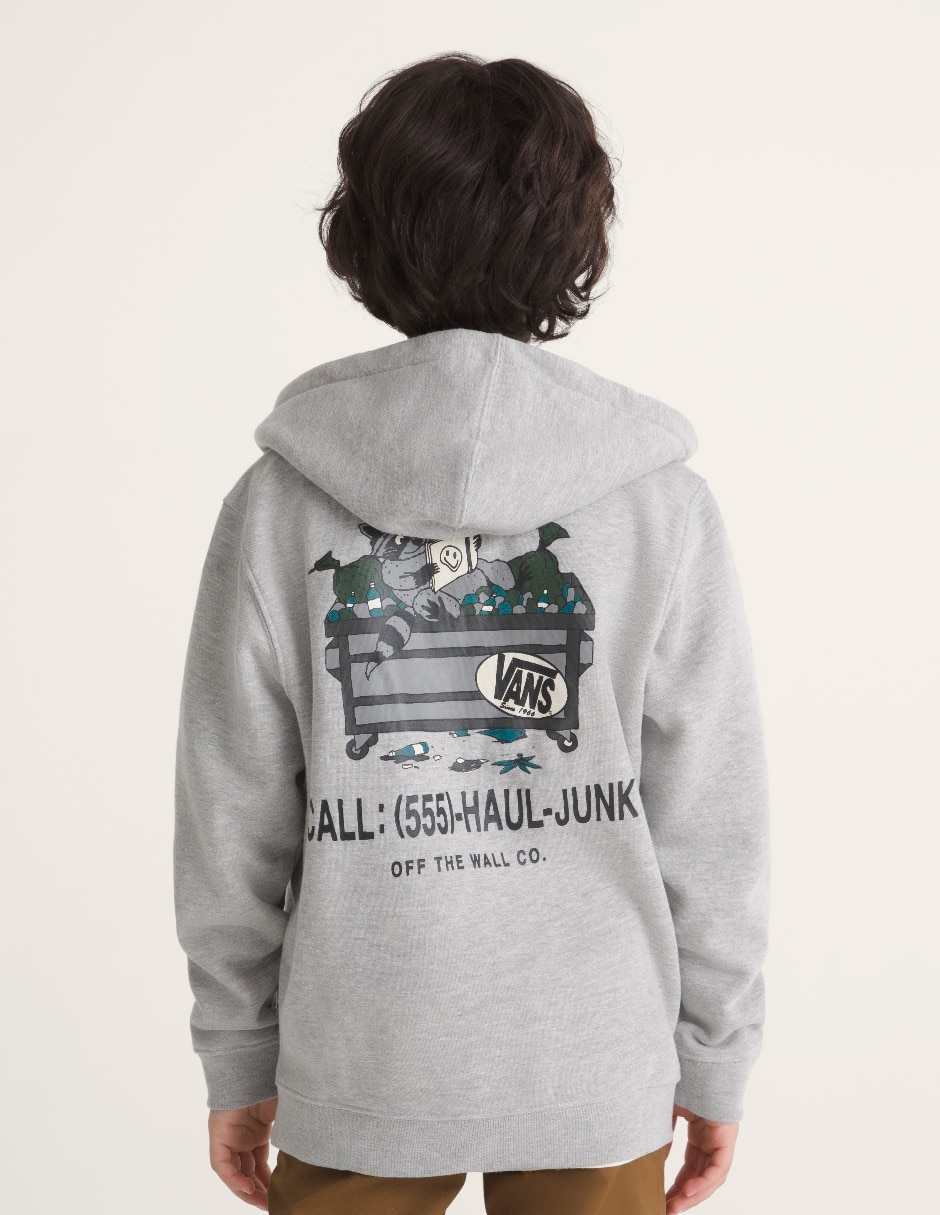 Sudadera vans dumpster racoon full zip hoodie vans vn000w8702f para niño 3