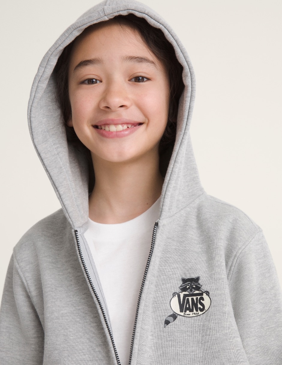 Sudadera vans dumpster racoon full zip hoodie vans vn000w8702f para niño 2