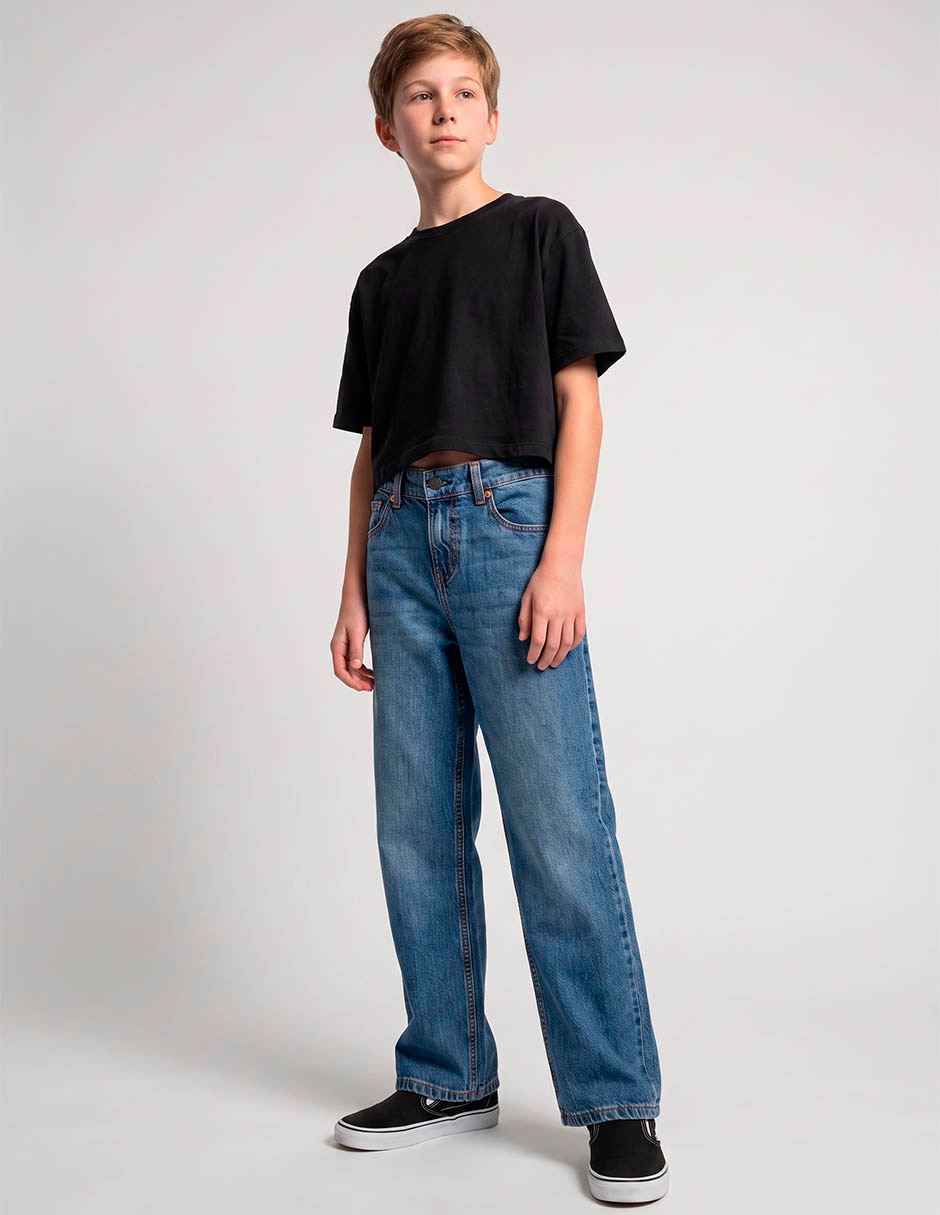 Jeans wide leg deslavado para niño 5