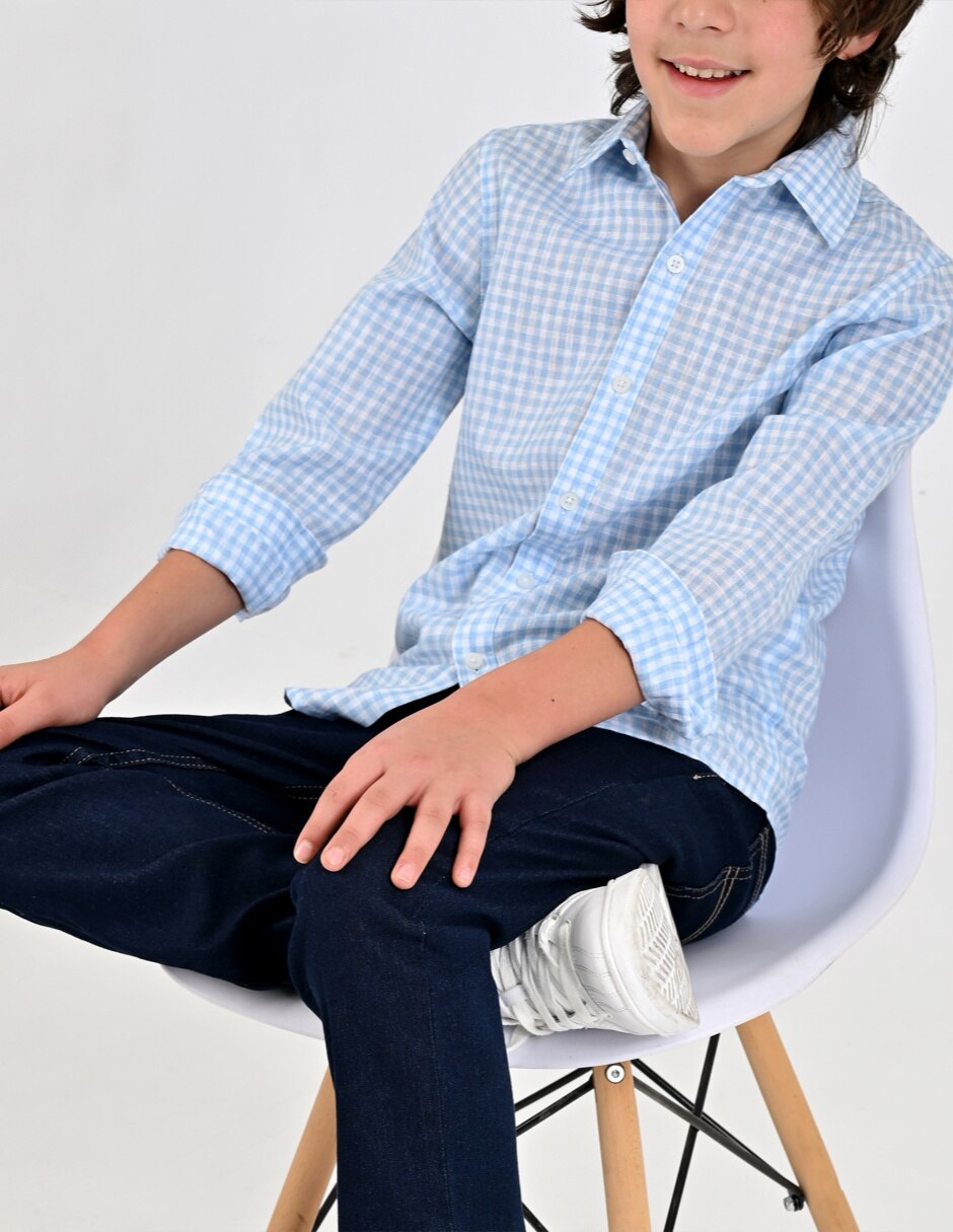 Camisa Casual Otoño Invierno de Algodón y poliéster manga Larga para Infantil / Niños grandes Niño 5