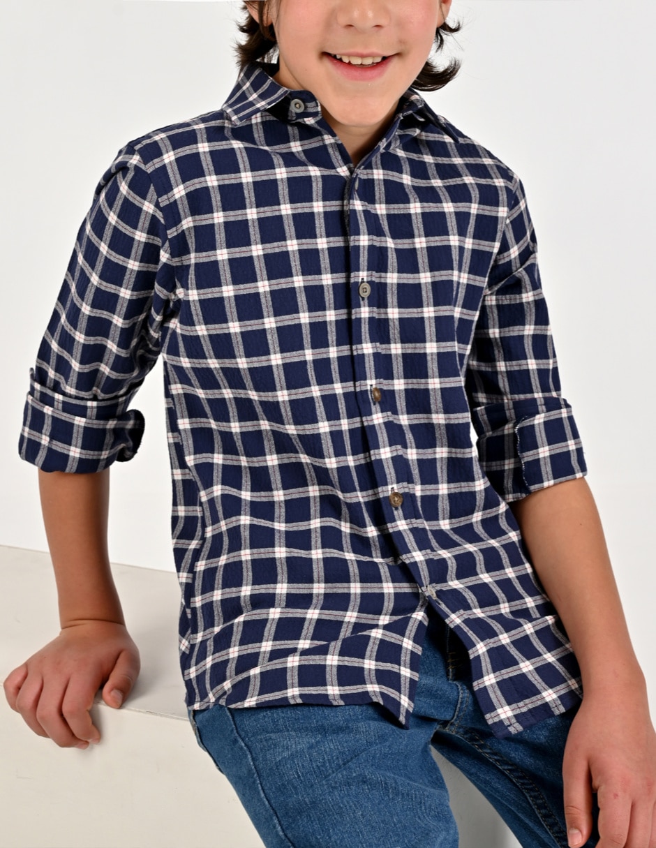 Camisa Casual Otoño Invierno de Algodón manga Larga para Infantil / Niños grandes Niño 4