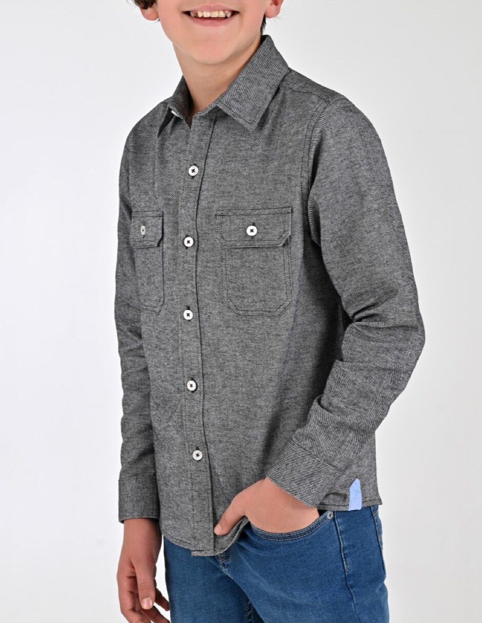 Camisa Casual Otoño Invierno de Algodón manga Larga para Infantil / Niños grandes Niño 2
