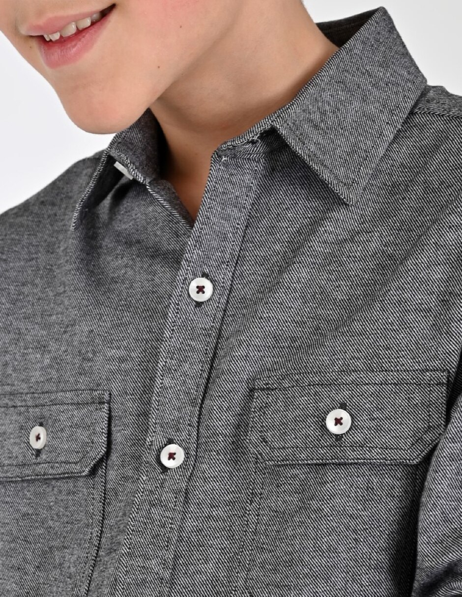 Camisa Casual Otoño Invierno de Algodón manga Larga para Infantil / Niños grandes Niño 4
