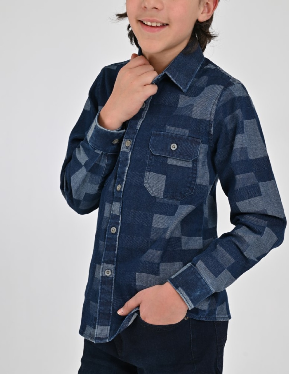 Camisa Casual Otoño Invierno de Algodón manga Larga para Infantil / Niños grandes Niño