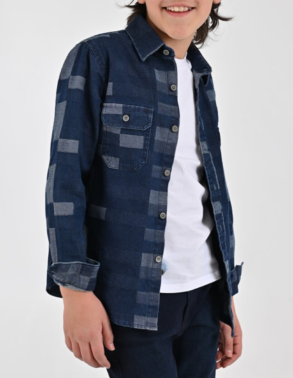 Camisa Casual Otoño Invierno de Algodón manga Larga para Infantil / Niños grandes Niño 4