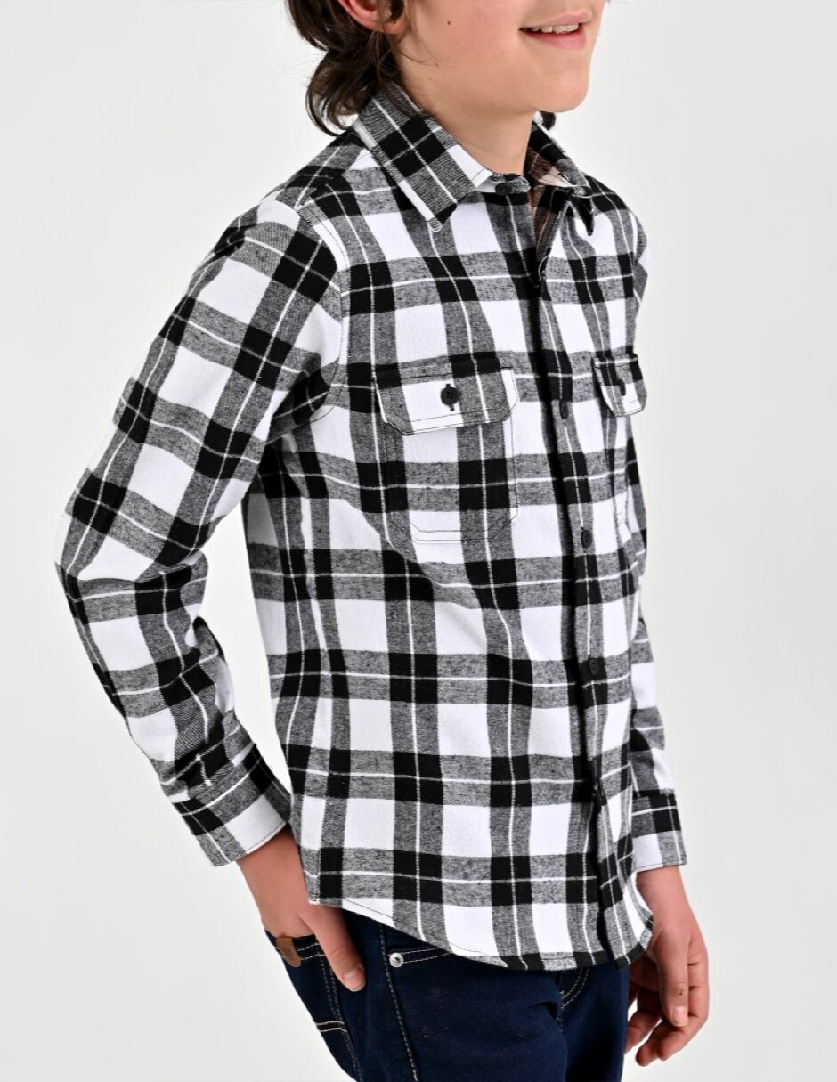 Camisa Casual Otoño Invierno de Algodón y poliéster manga Larga para Infantil / Niños grandes Niño 4
