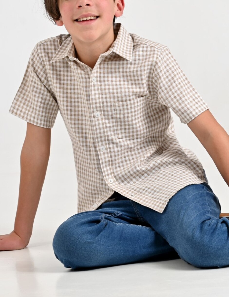 Camisa Casual Otoño Invierno de Algodón y poliéster manga Corta para Infantil / Niños grandes Niño 3