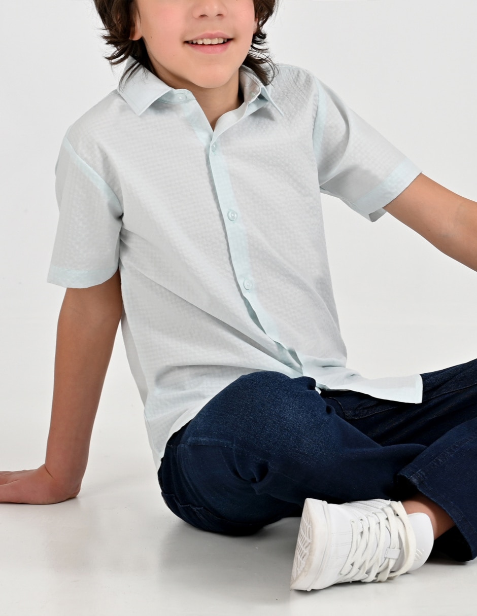 Camisa Casual Otoño Invierno de Algodón y poliéster manga Corta para Infantil / Niños grandes Niño 5