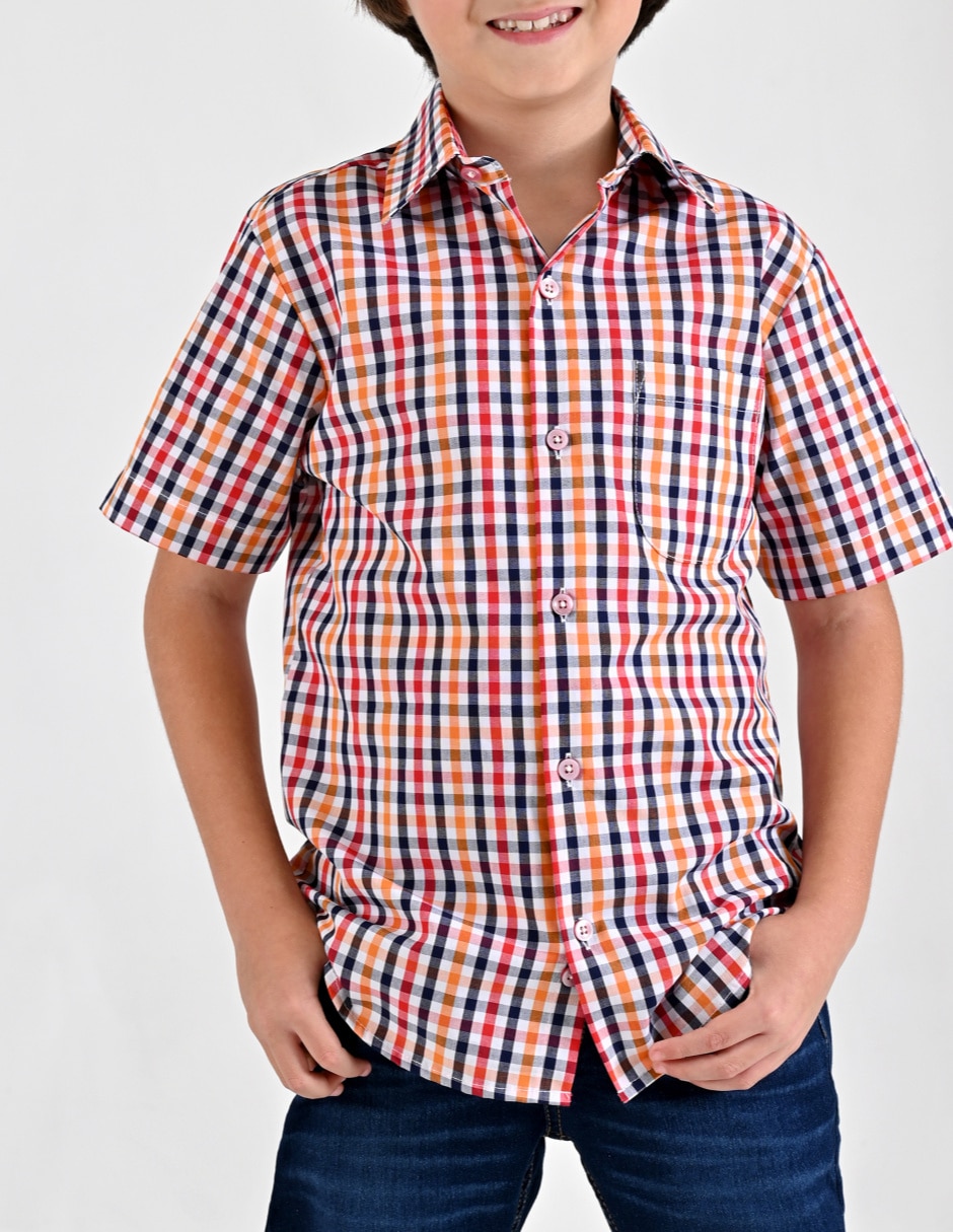 Camisa casual de algodón manga corta para niño Camisa casual de algodón manga corta para niño